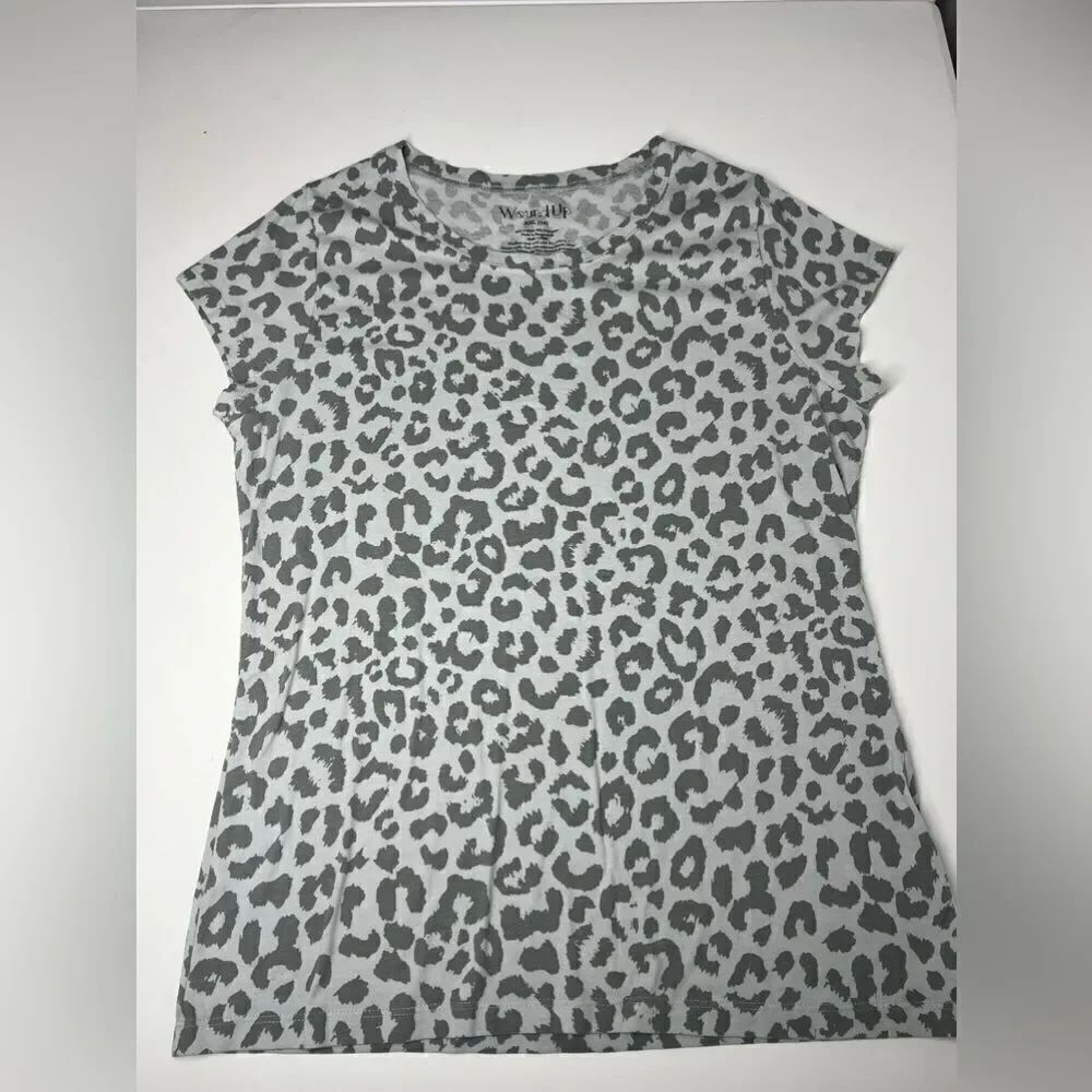 wound up t shirt juniors XXXL (19) gray leopard cheetah print very slim fit tee